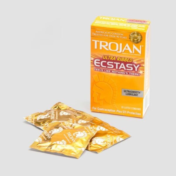 Trojan Ultra Ribbed Ecstasy Latex Condoms (10 Count)