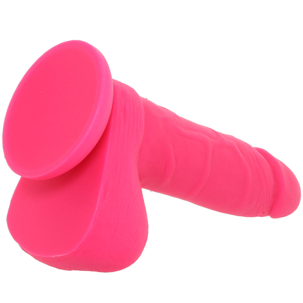 PinkCherry 7 Inch Pink Silicone Ballsy Dildo - Image 4