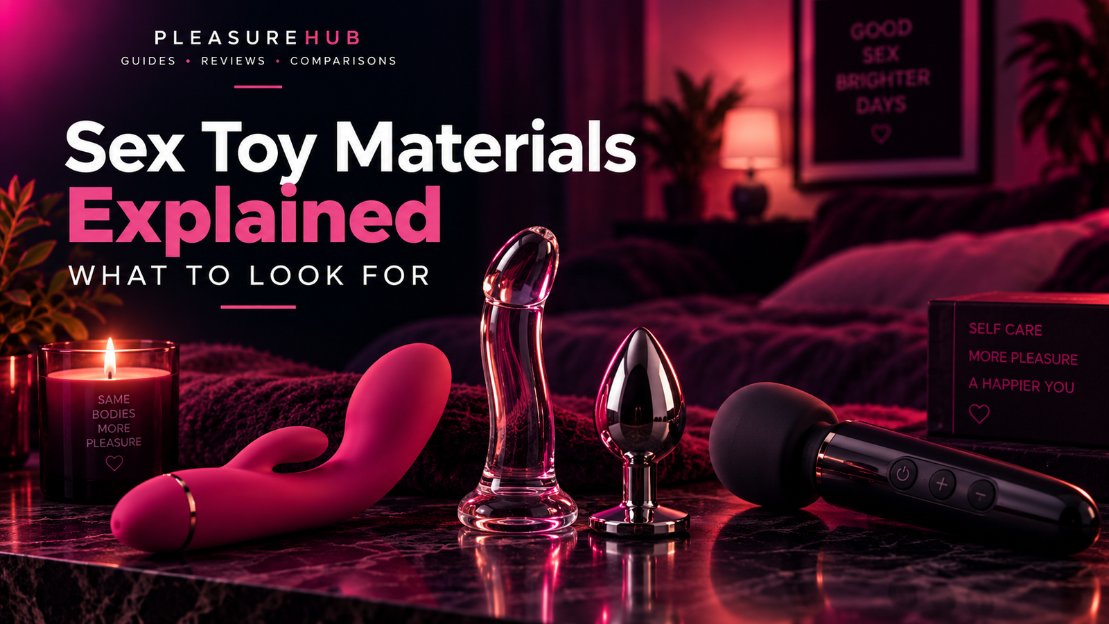 Sex toy materials explained including silicone, glass, metal and plastic