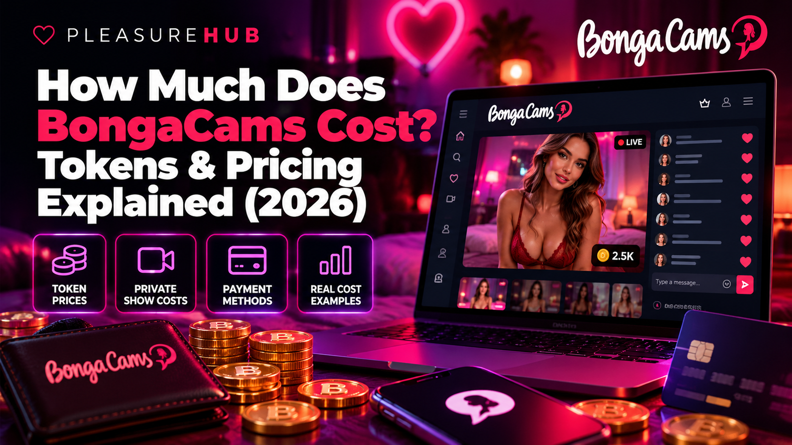 BongaCams cost in 2026 with token prices, private show pricing and paid features explained.